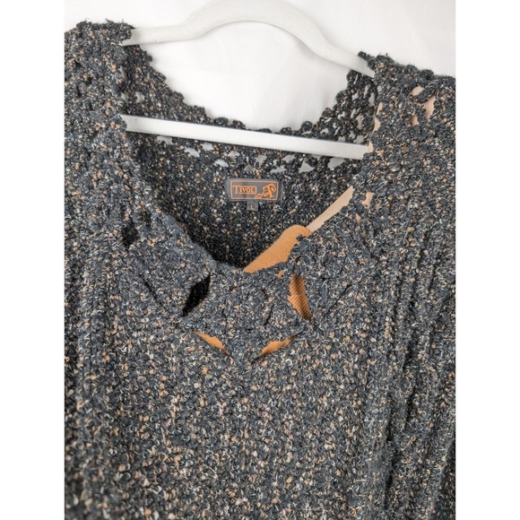 Tivoli Whimsigoth Crochet Chunky Knit Wool Sweater Size L Black Grunge Witchy - Picture 4 of 8